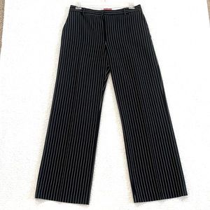 NWOT O OSCAR DE LA RENTA COMPANY BLACK PINSTRIPES WIDE LEG PANTS- SIZE 12